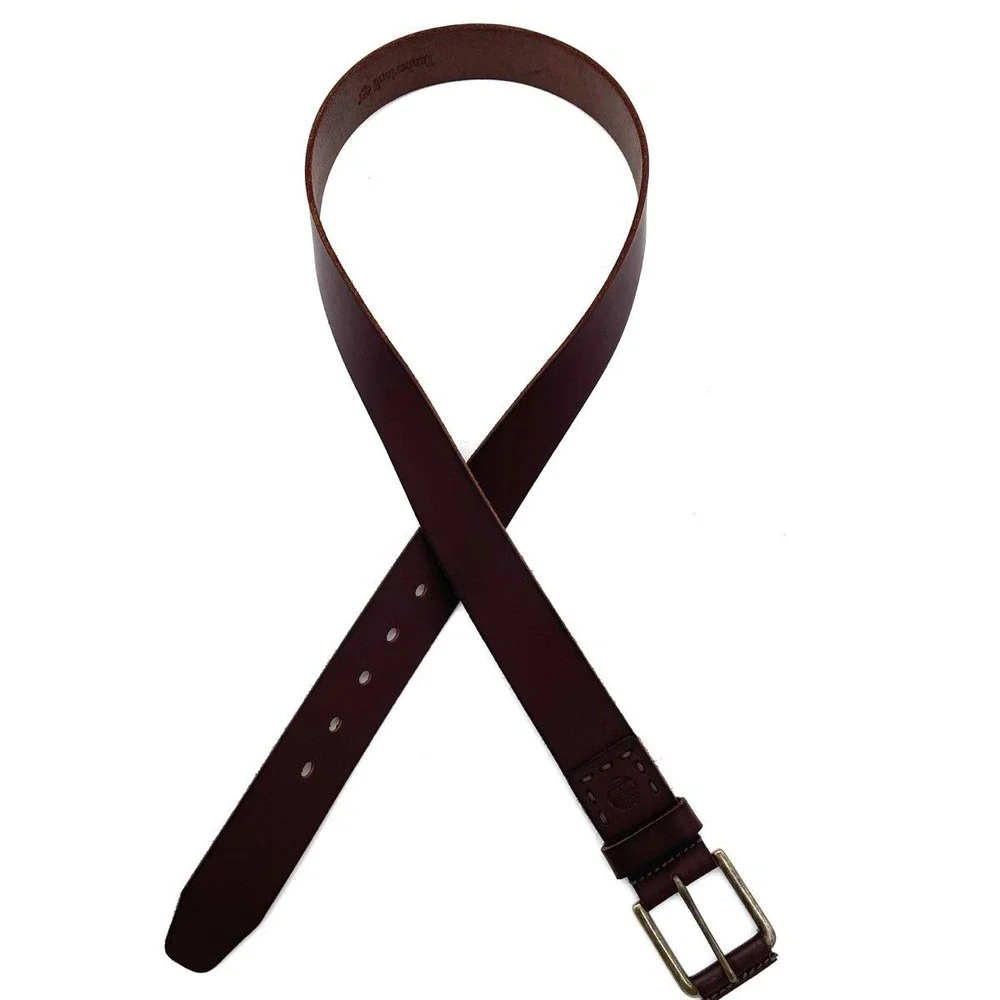 Timberland Genuine Leather Brown Belt Distressed Brass Buckle Workwear 38-42in